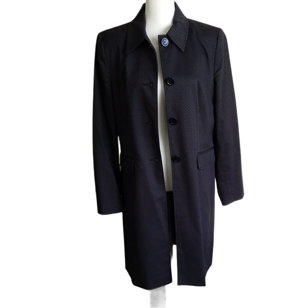 David Brooks navy cotton blend lightweight coat geometric pattern size 10